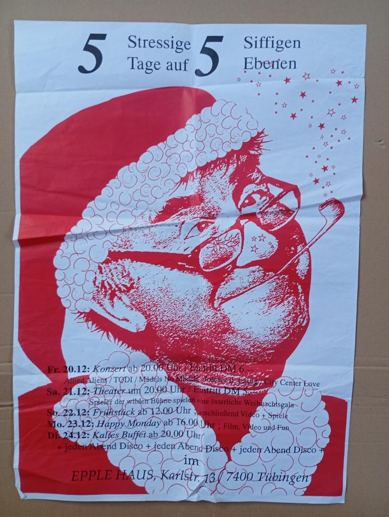 Allied Aliens: Epplehaus Tübingen, 20. Dezember 1991 — Programmplakat