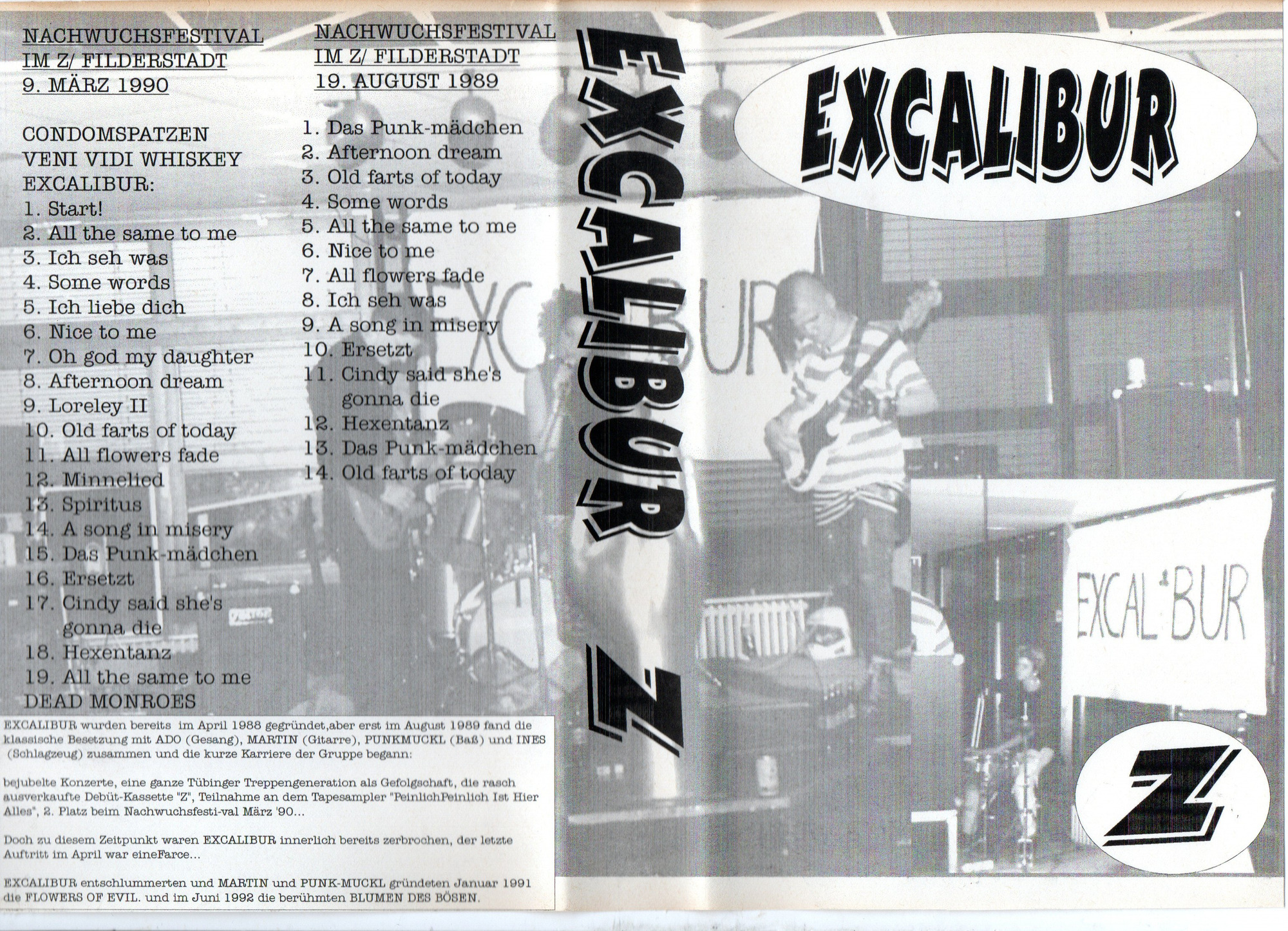 Excalibur: Umschlag der Videokassette, Konzerte 1989 und 1990