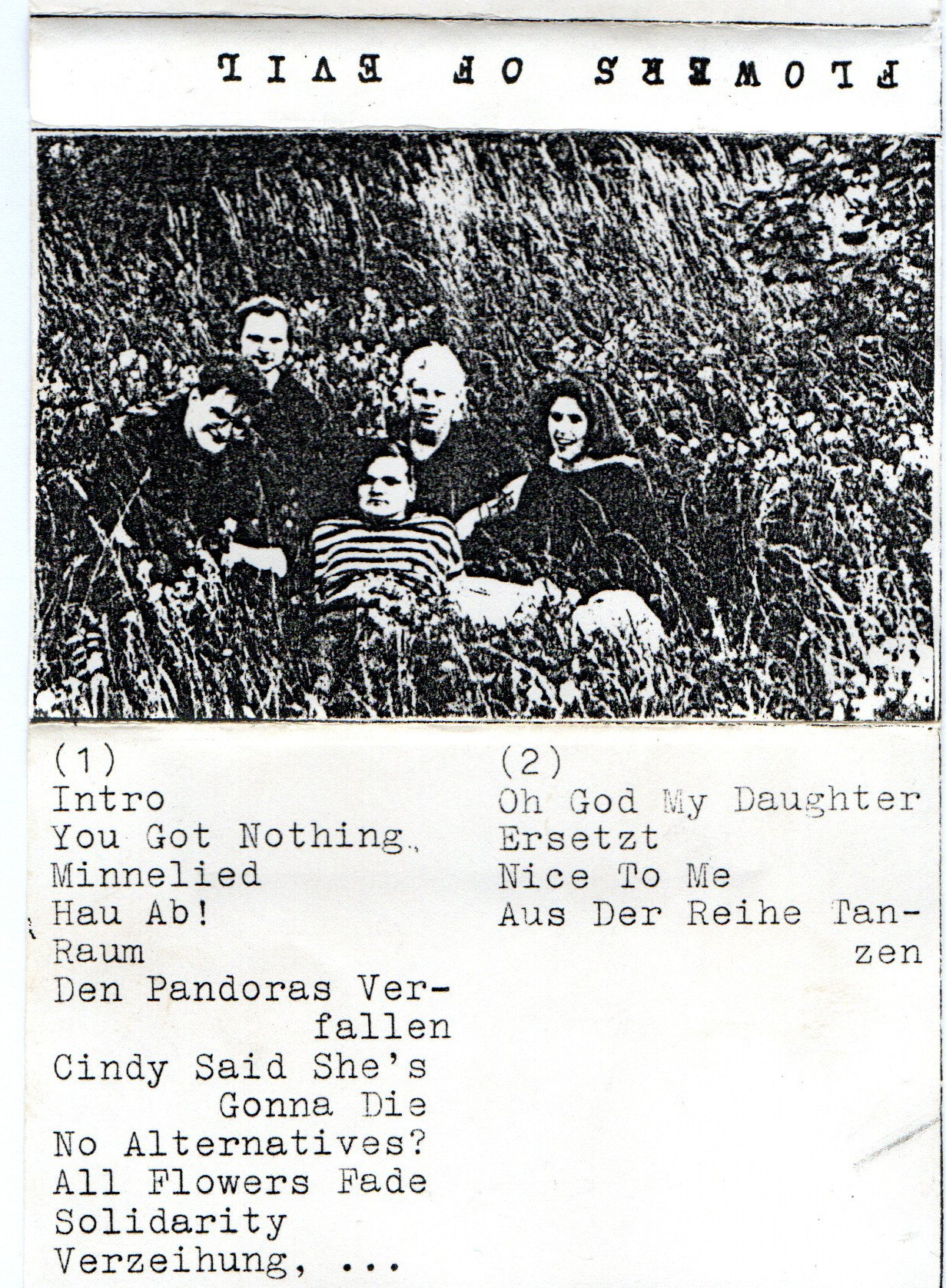 Flowers of Evil: Kassettenhülle 1991, Außenseite