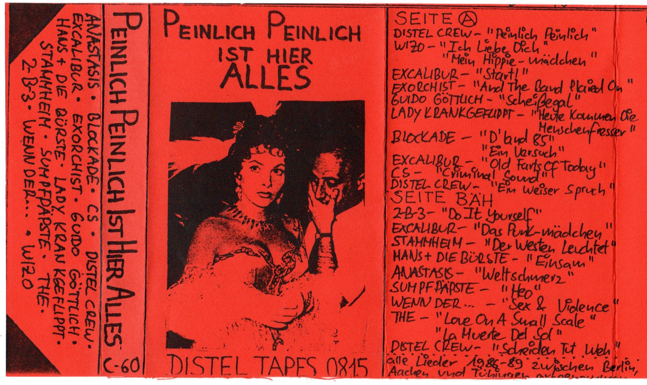 2-B-3: Sampler „Peinlich peinlich ist hier alles“, Kassetteninlay mit der Titelfolge