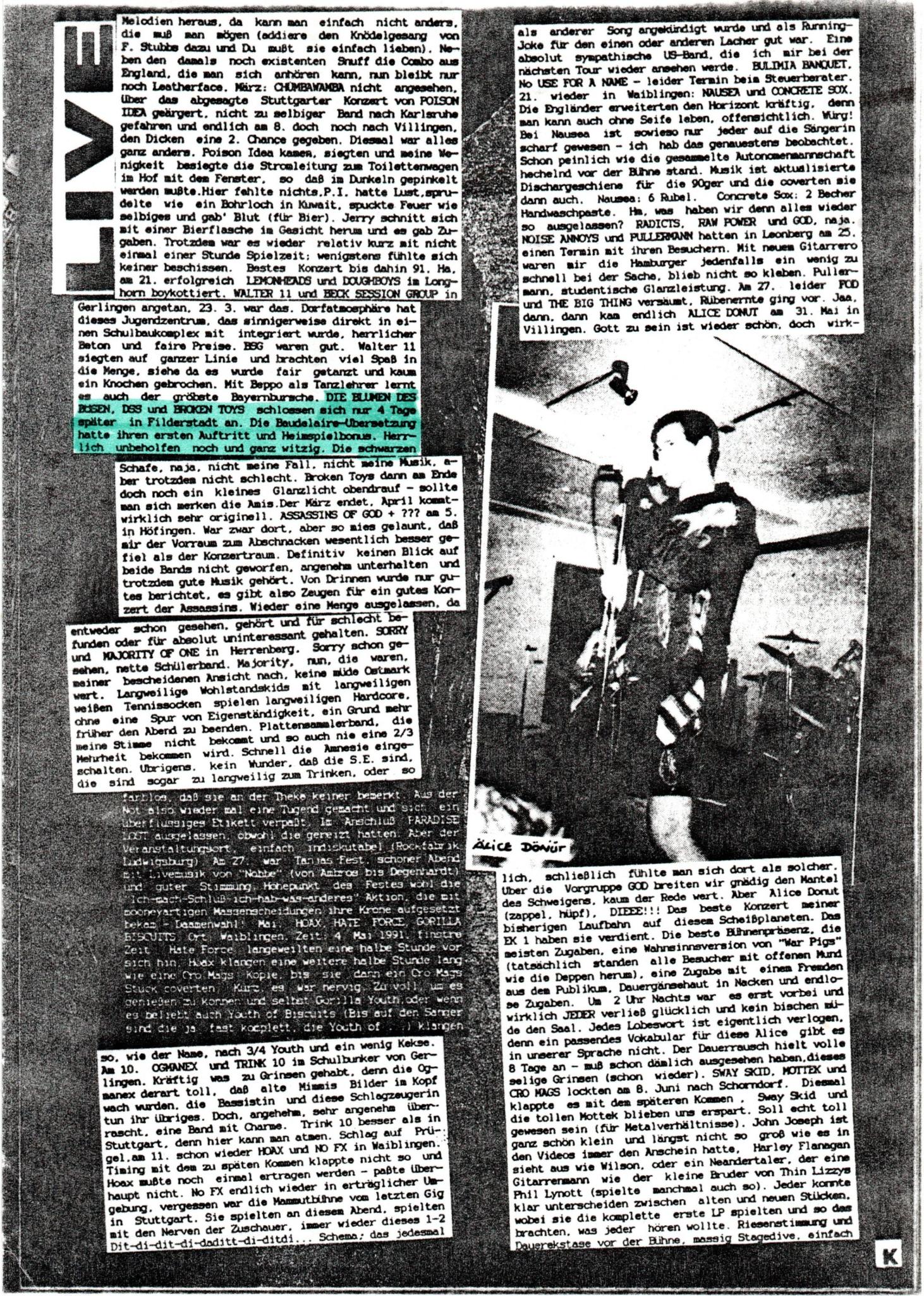 Presse: Think Nr. 17 – Konzerte im Frühjahr 1991